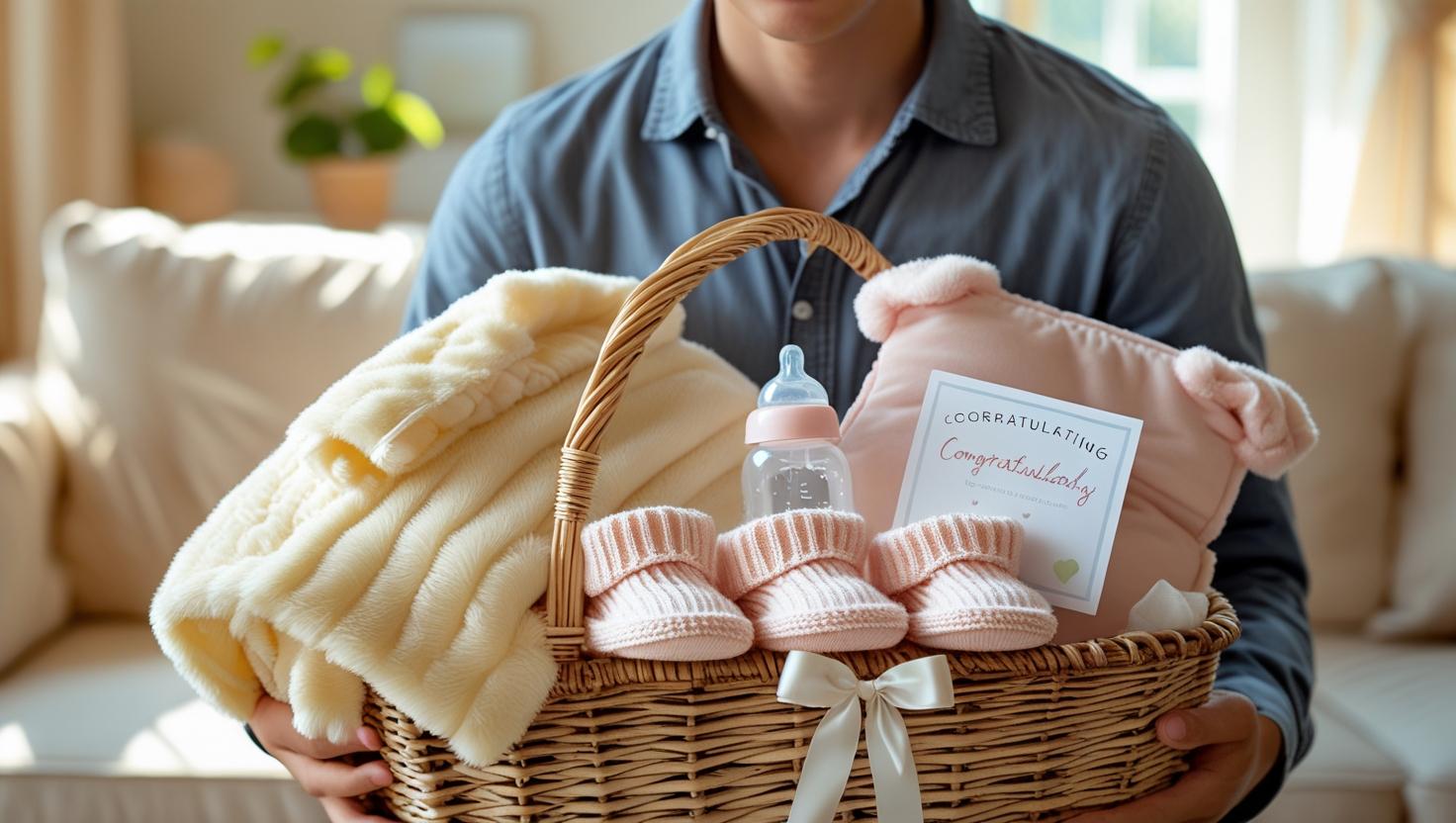 Beautiful Baby Basket with Toys and Essentials Baby Gift Basket with Soft Toys and Clothing