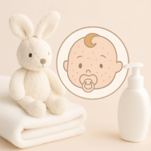 Newborn baby with mild baby acne on cheeks