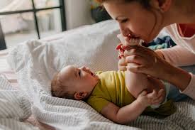 Mother and baby bonding during quiet time at home