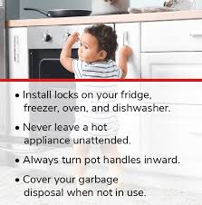 Cabinet safety locks and stove knob protectors in the kitchen