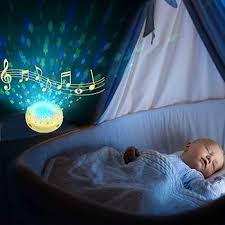 Baby listening to gentle music at home