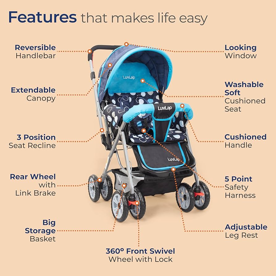 Baby stroller safety and comfort features