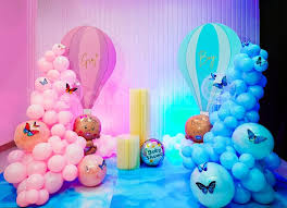 Themed baby shower setup with matching decorations